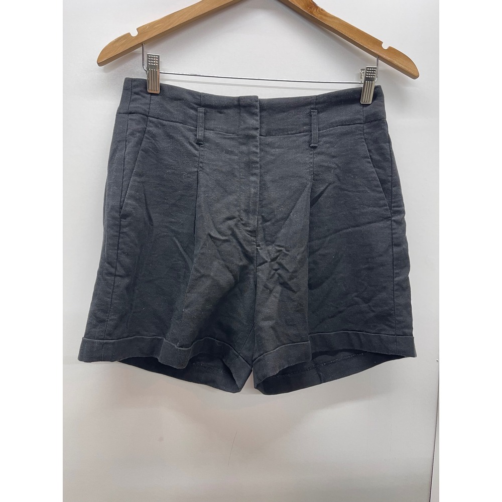 White House Black Market Black Lyocell Blend Pleated Cuffed Shorts Size 6